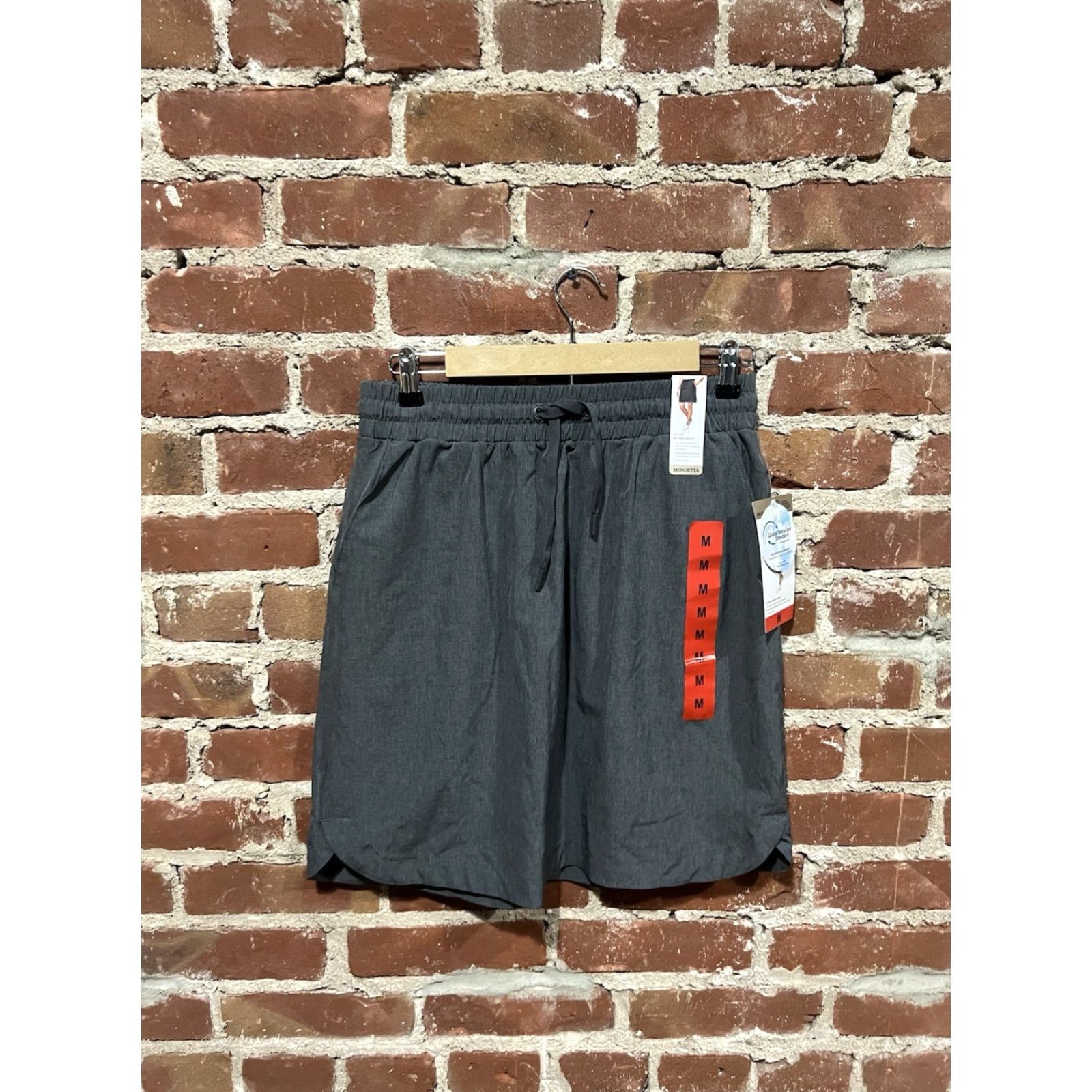 Vintage MONDETTA Active Woven Pull On Skirt Medium Women's Skirt Athletic Style Elastic Waist Grey Melange Olive Short 20 Inches Size 32" / US 10 / IT 46 - 2 Thumbnail
