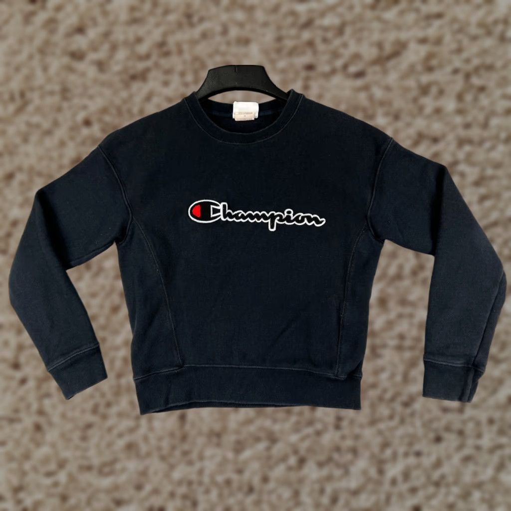 Champion Champion Sweatshirt Adult XS Black Crew Neck Cotton Jersey Logo Pullover All Seasons Winter Fall Spring Regular Men’s Size US XS / EU 42 / 0 - 1 Thumbnail