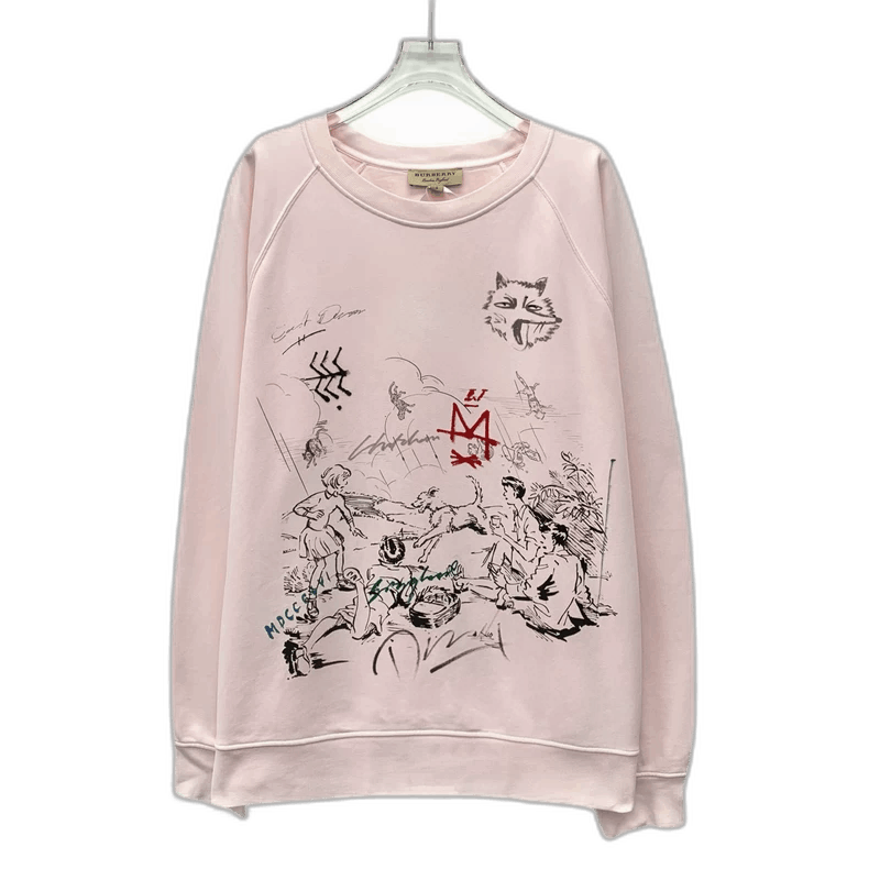 Burberry Burberry Pink Long Sleeve Graphic Sweatshirt Size L / US 10 / IT 46 - 1 Thumbnail