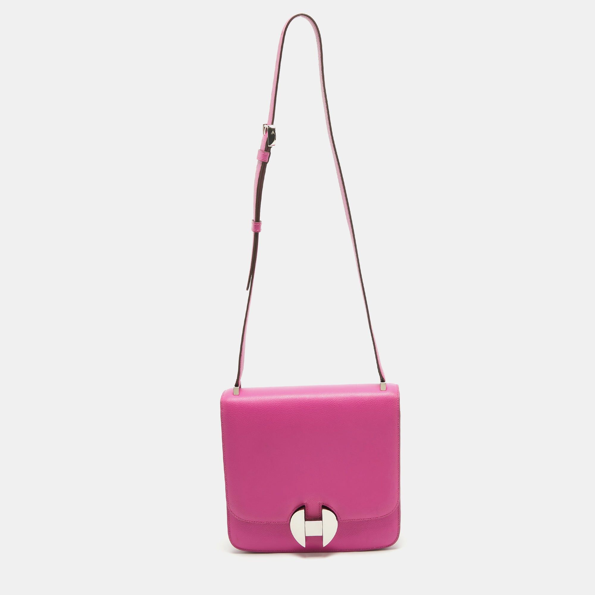 image of Hermes Magnolia Evercolor Leather Palladium Finish 2002 - 20 Bag in Pink, Women's