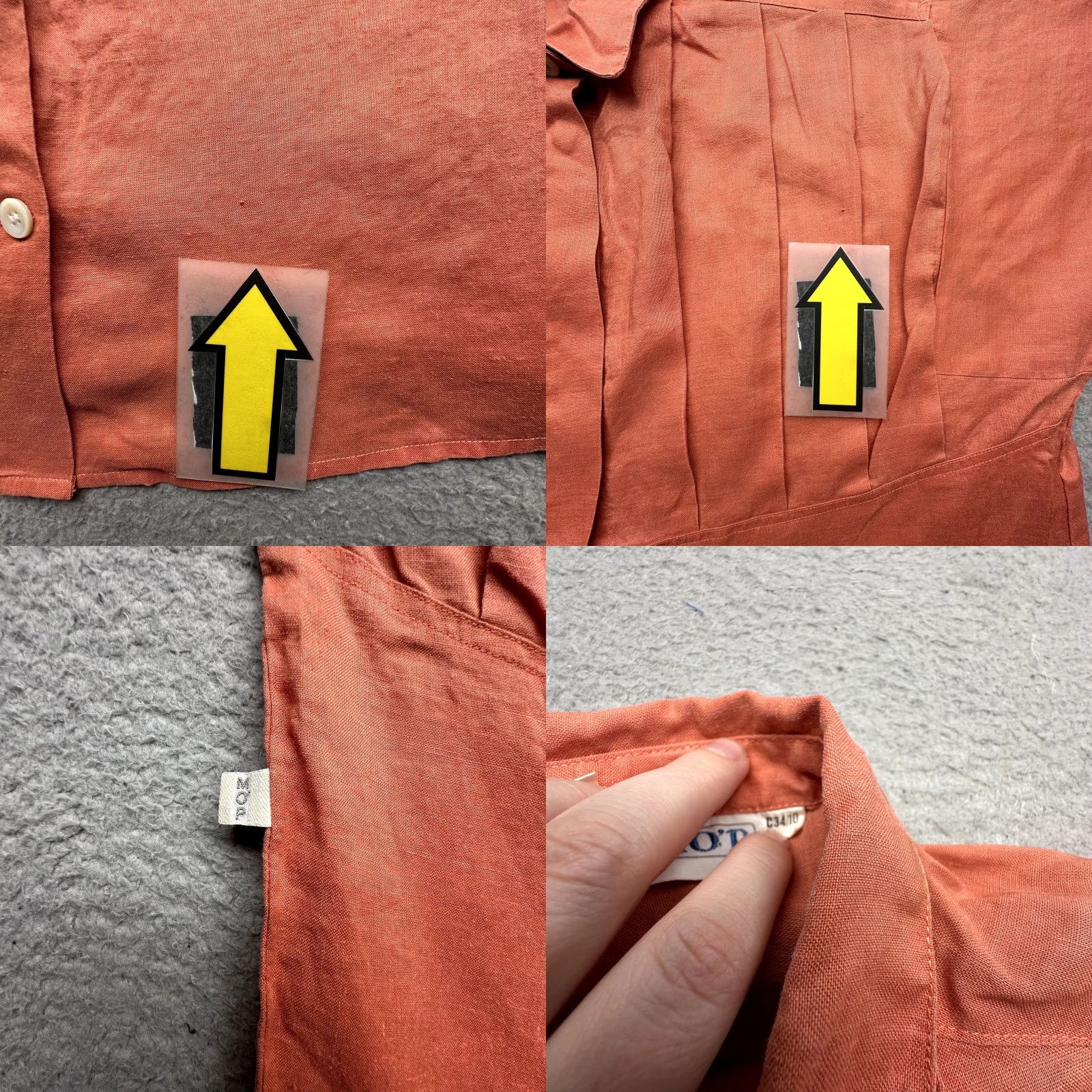 Marc O'Polo VINTAGE Marc O'Polo Shirt Womens Large Orange 100% Linen Button Up Short Sleeve Size L / US 10 / IT 46 - 8 Thumbnail