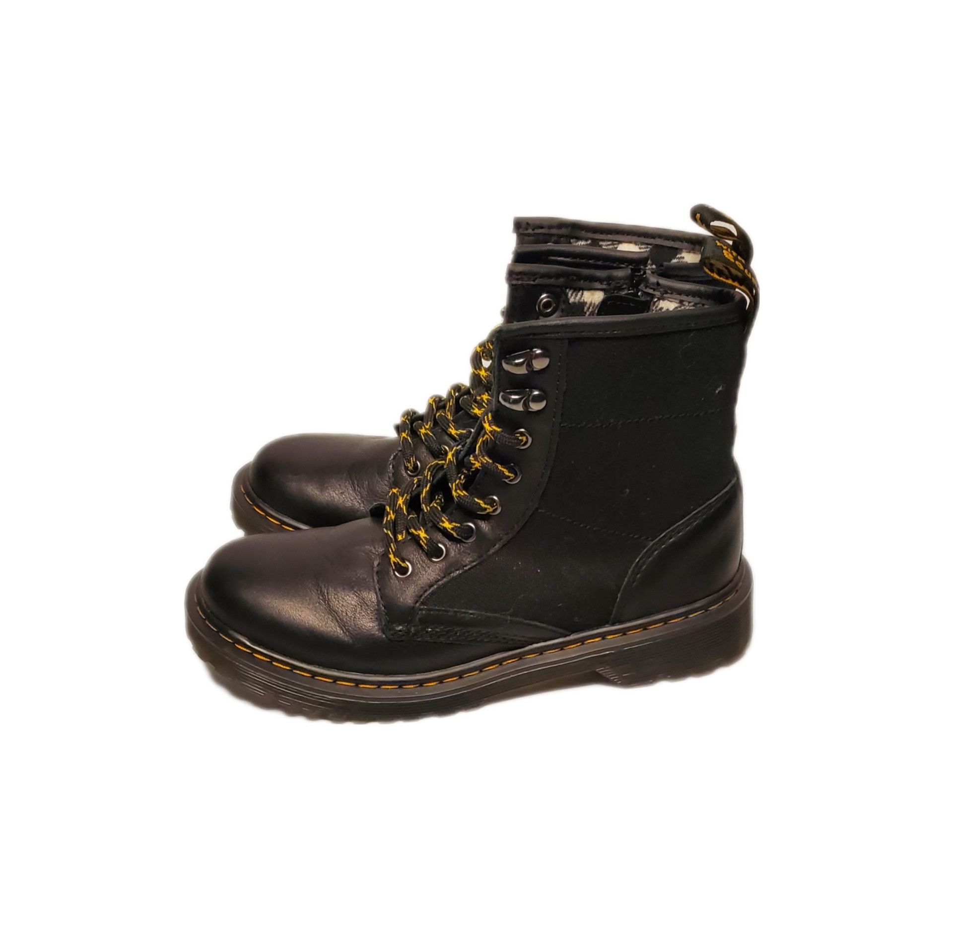Vintage Doc Martens Canvas and Leather Youth Boots Size US 4.5 / IT 34.5 - 3 Thumbnail