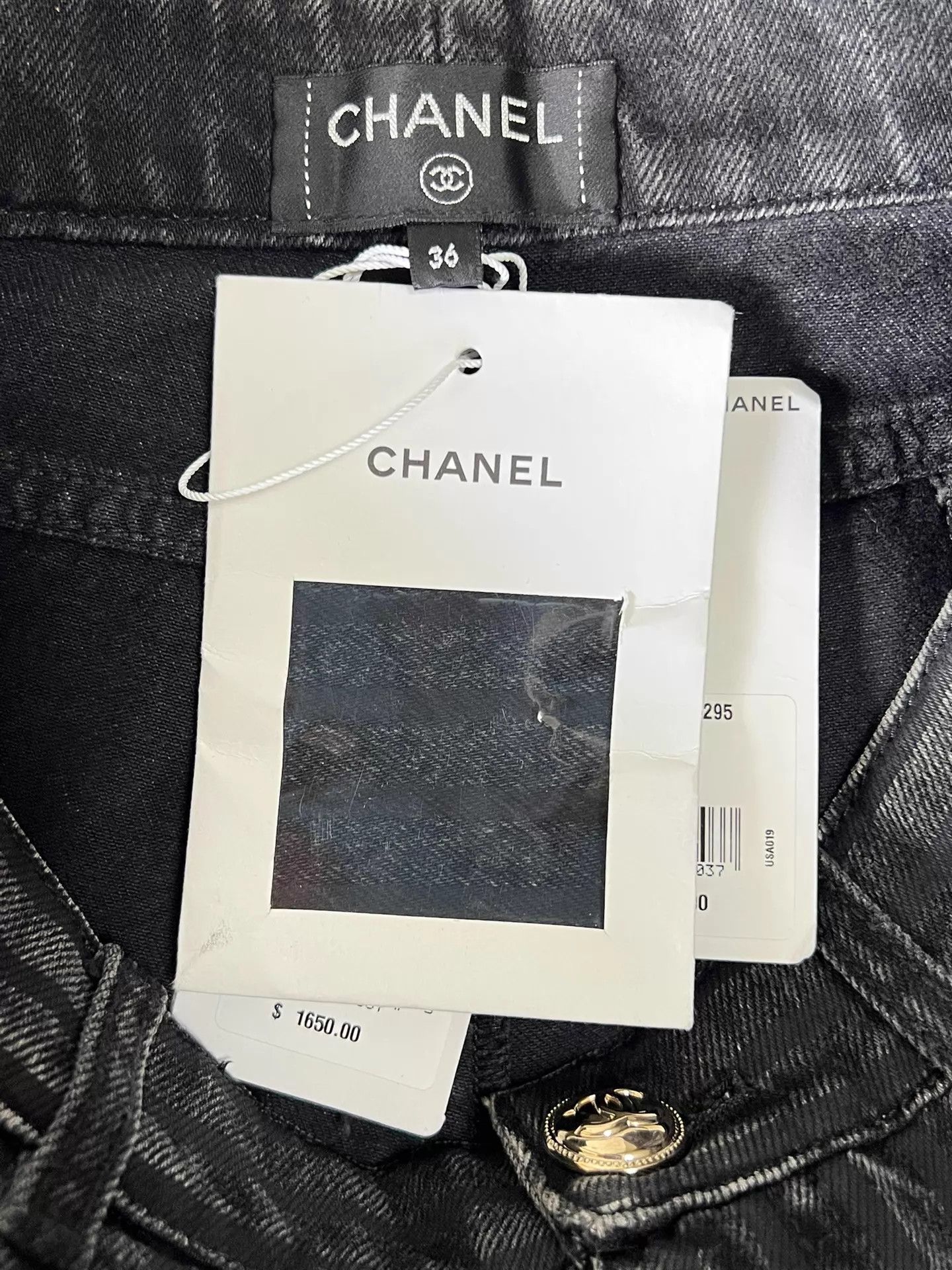 Chanel Chanel Black Striped High-Waisted Straight Jeans 36 Size 26" / US 2 / IT 38 - 5 Thumbnail