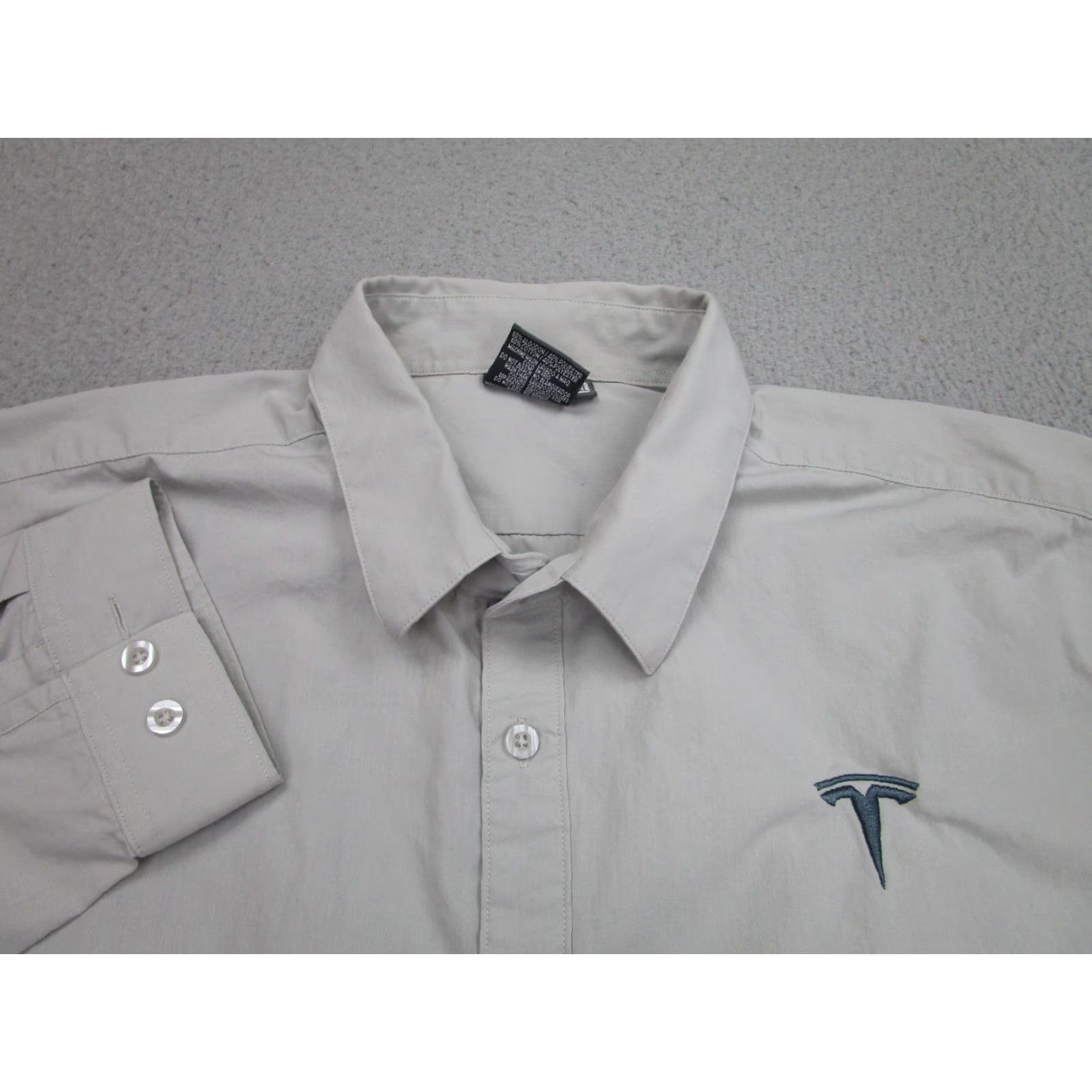Logo 7 Tesla Shirt Mens 2XL Gray Button Down Long Sleeve Logo Business Casual Size US XXL / EU 58 / 5 - 3 Thumbnail
