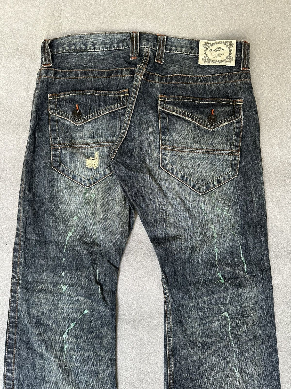 Japanese Brand FLARE Root Three Distressed Splatter Denim Size US 34 / EU 50 - 8 Thumbnail