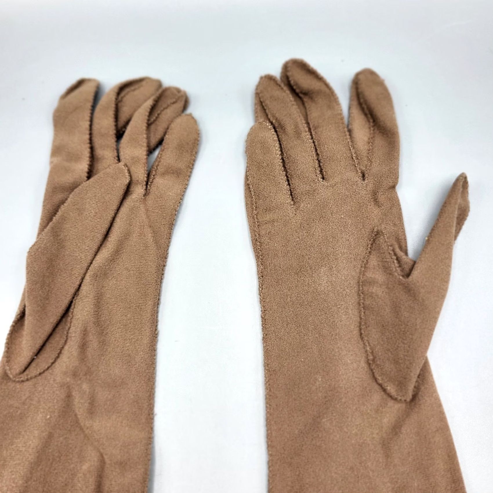 Vintage VINTAGE Brown Opera Gloves Womens One Size Stretch Formal Size ONE SIZE - 5 Thumbnail