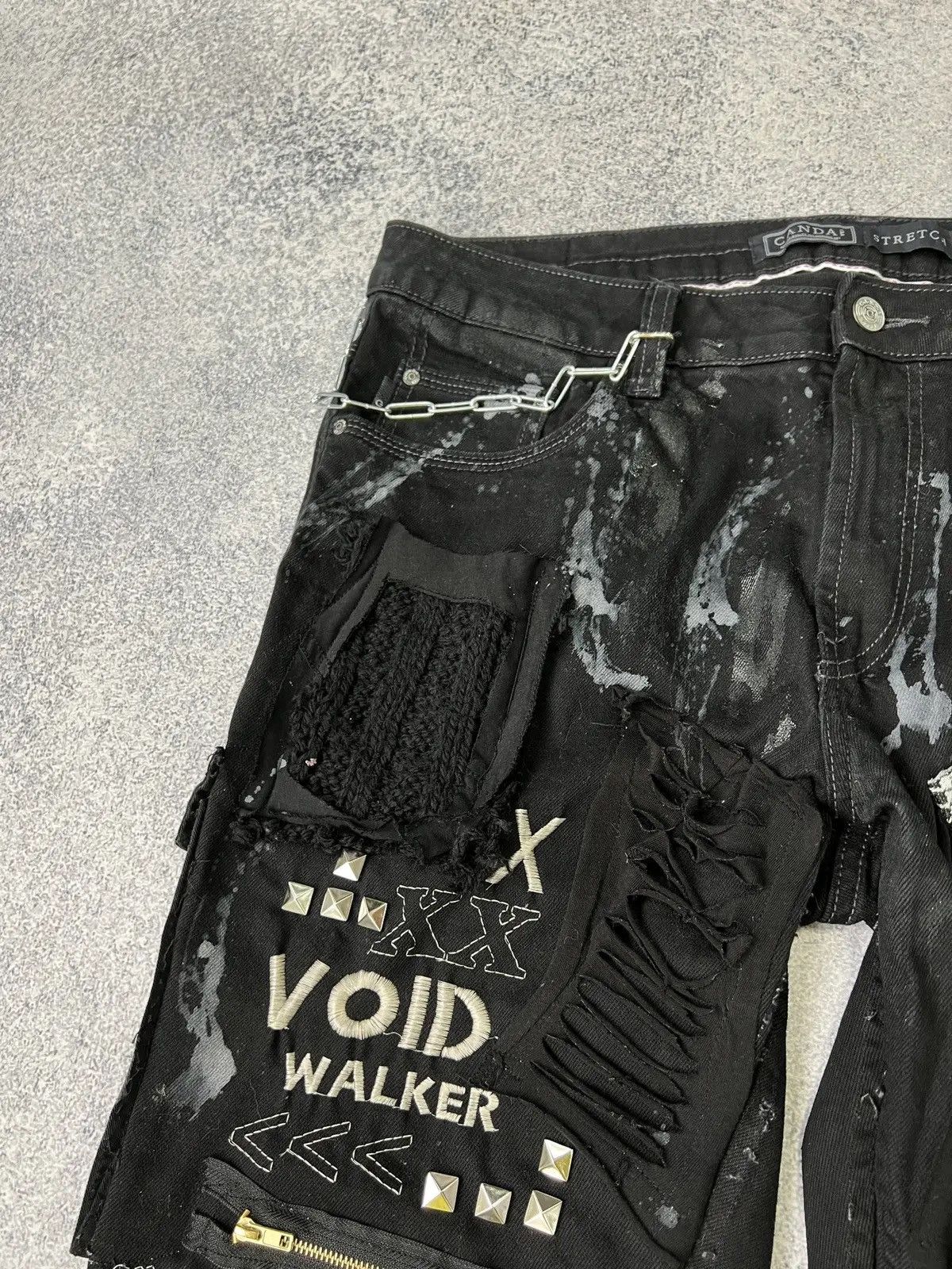 Japanese Brand × Vintage Vintage punk rock goth emo metal dark ripped crazy jeans Size US 40 / EU 56 - 12 Thumbnail