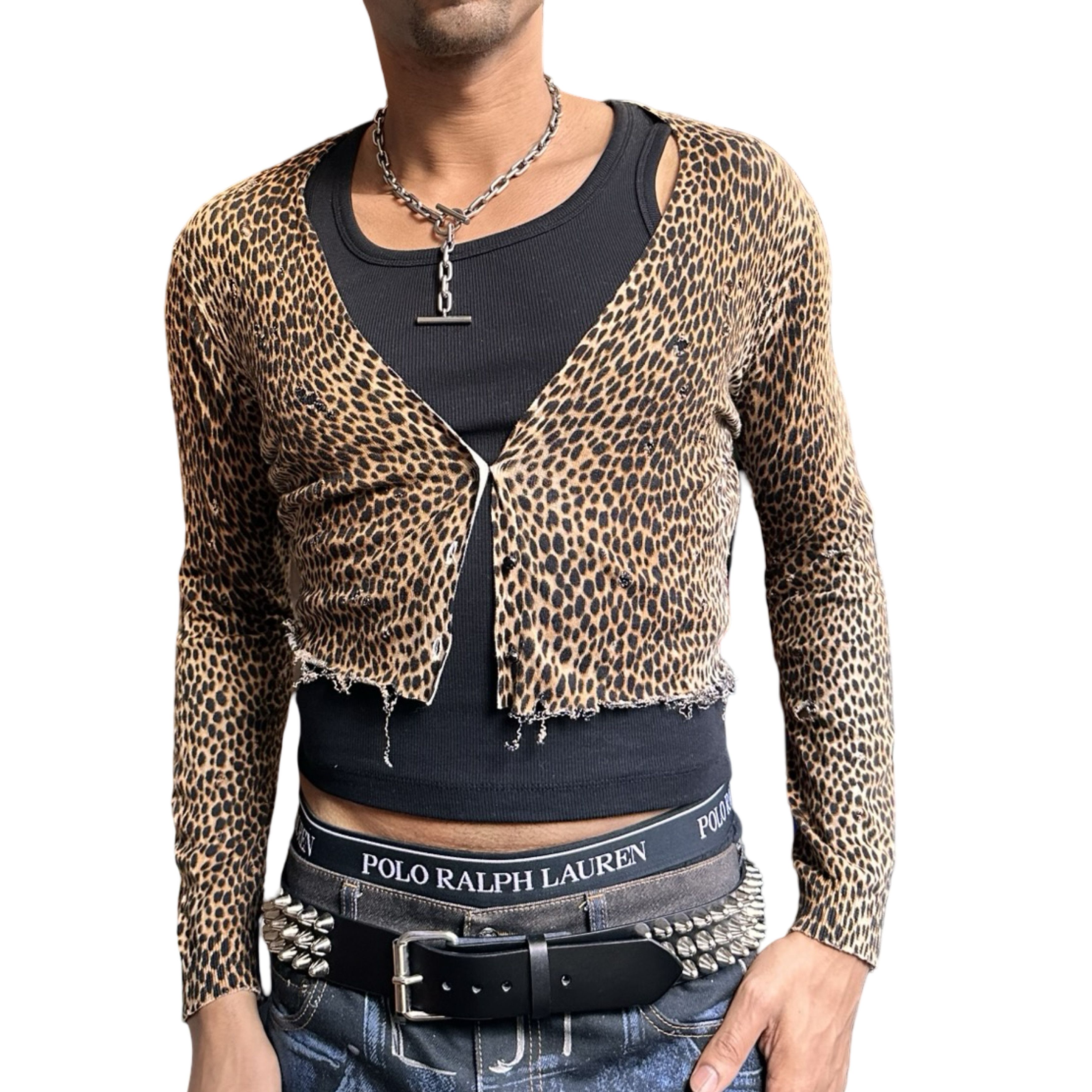 Vintage ASTROBOI Black & Brown Cheetah Grunge Cardigan Sweater – XL Size XL / US 12-14 / IT 48-50 - 1 Thumbnail