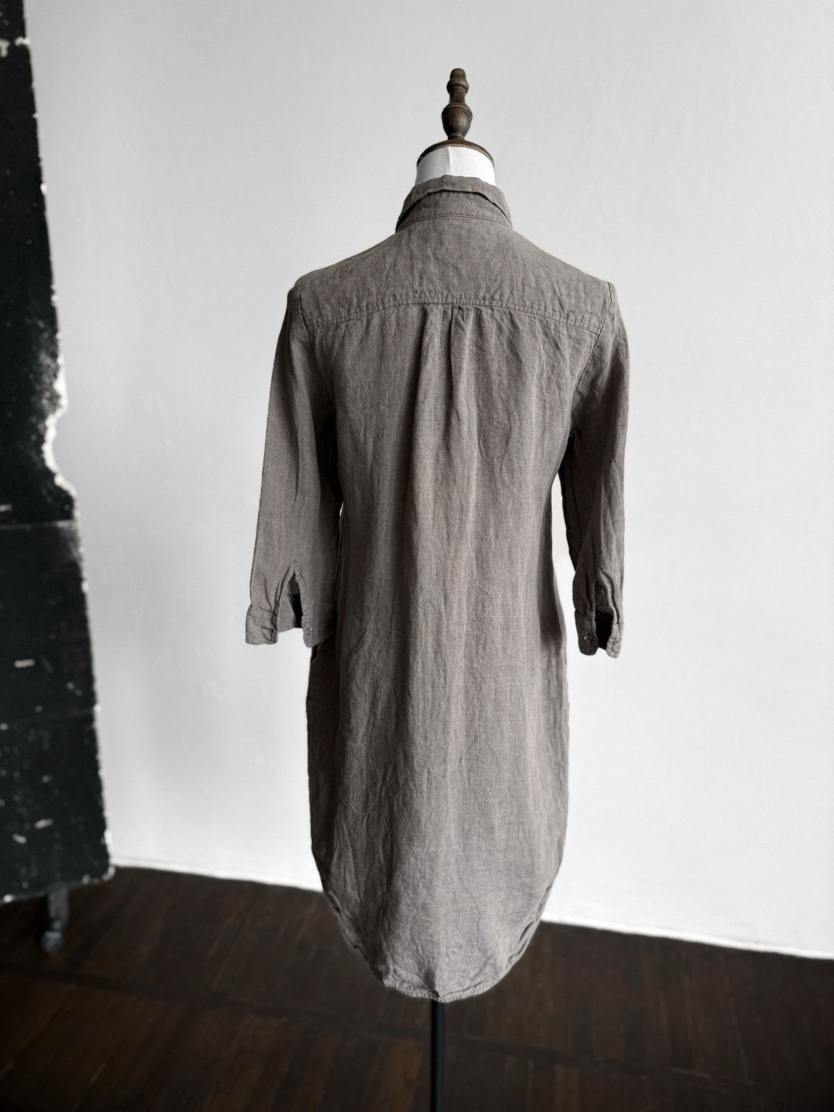 Other Lumoan Womens Grey Taupe Linen Button Down Tunic Shirt Dress Size S / US 4 / IT 40 - 4 Thumbnail