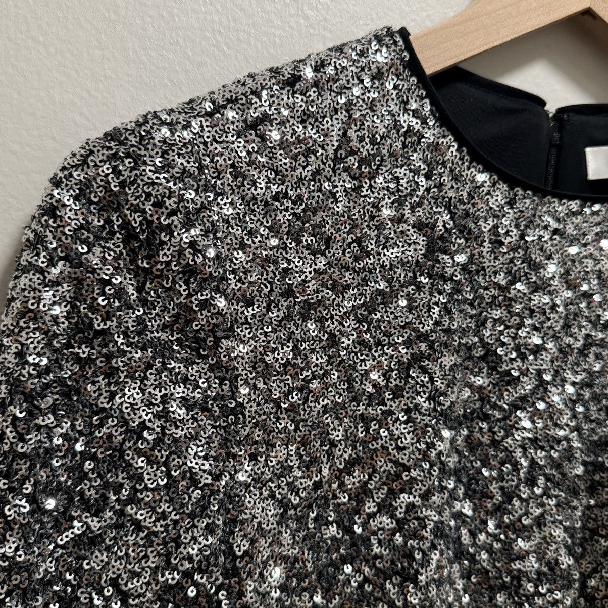 Frame NWT FRAME silver sequin long sleeve mini dress metallic Size S / US 4 / IT 40 - 4 Thumbnail