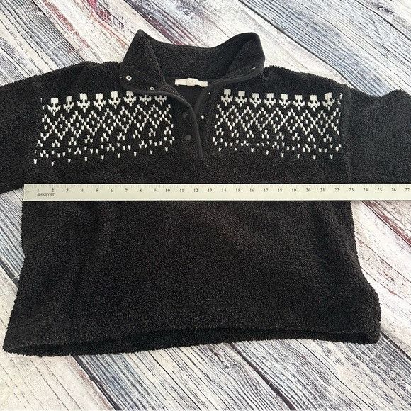 Loft LOFT Black Embroidered Fair Isle Sherpa Teddy Pullover Sweat Size XL / US 12-14 / IT 48-50 - 8 Thumbnail
