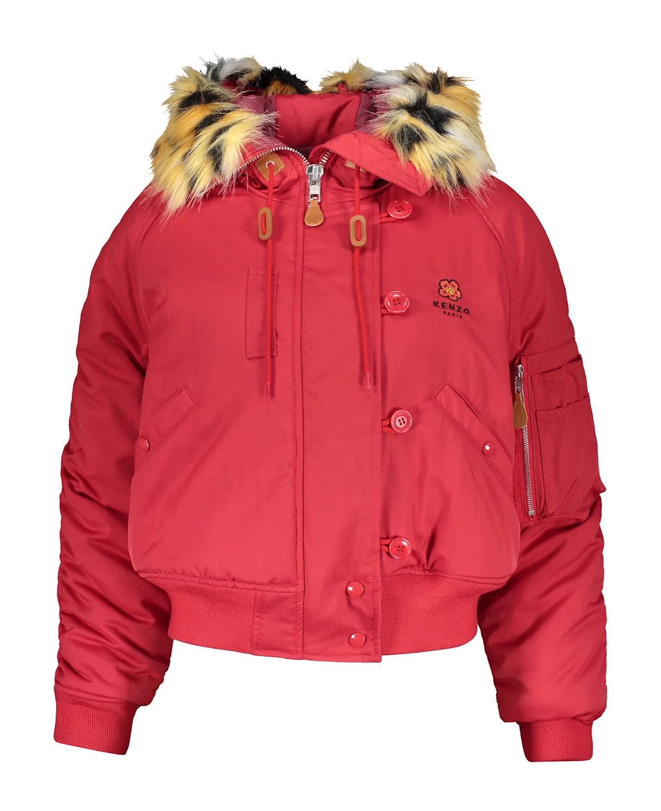 Kenzo o1y1025 Hooded Bomber Jacket in Red Size S / US 4 / IT 40 - 1 Thumbnail