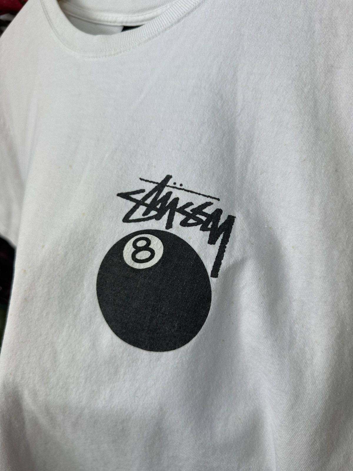 Stussy Y2K Stussy 8Ball Thrashed T-Shirt Big Logo Rare White Tee Size US L / EU 52-54 / 3 - 3 Thumbnail