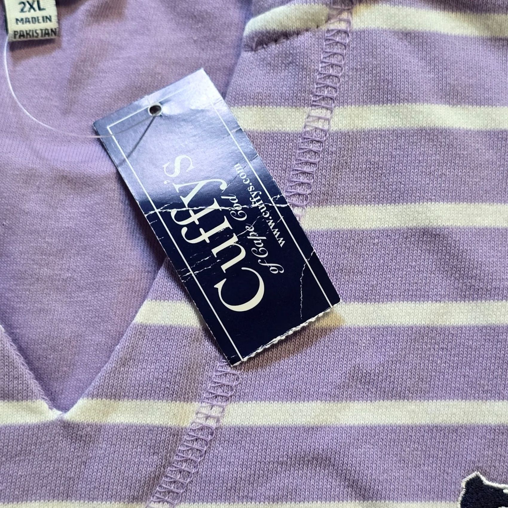 Vintage Cuffy's Massachusetts Sweatshirt Womens 2XL Purple Stripe Embroidered Hoodie Pullover Cuffys Classic Knit V-Neck Activewear Girls Womens Size XXL / US 16-18 / IT 52-54 - 4 Thumbnail