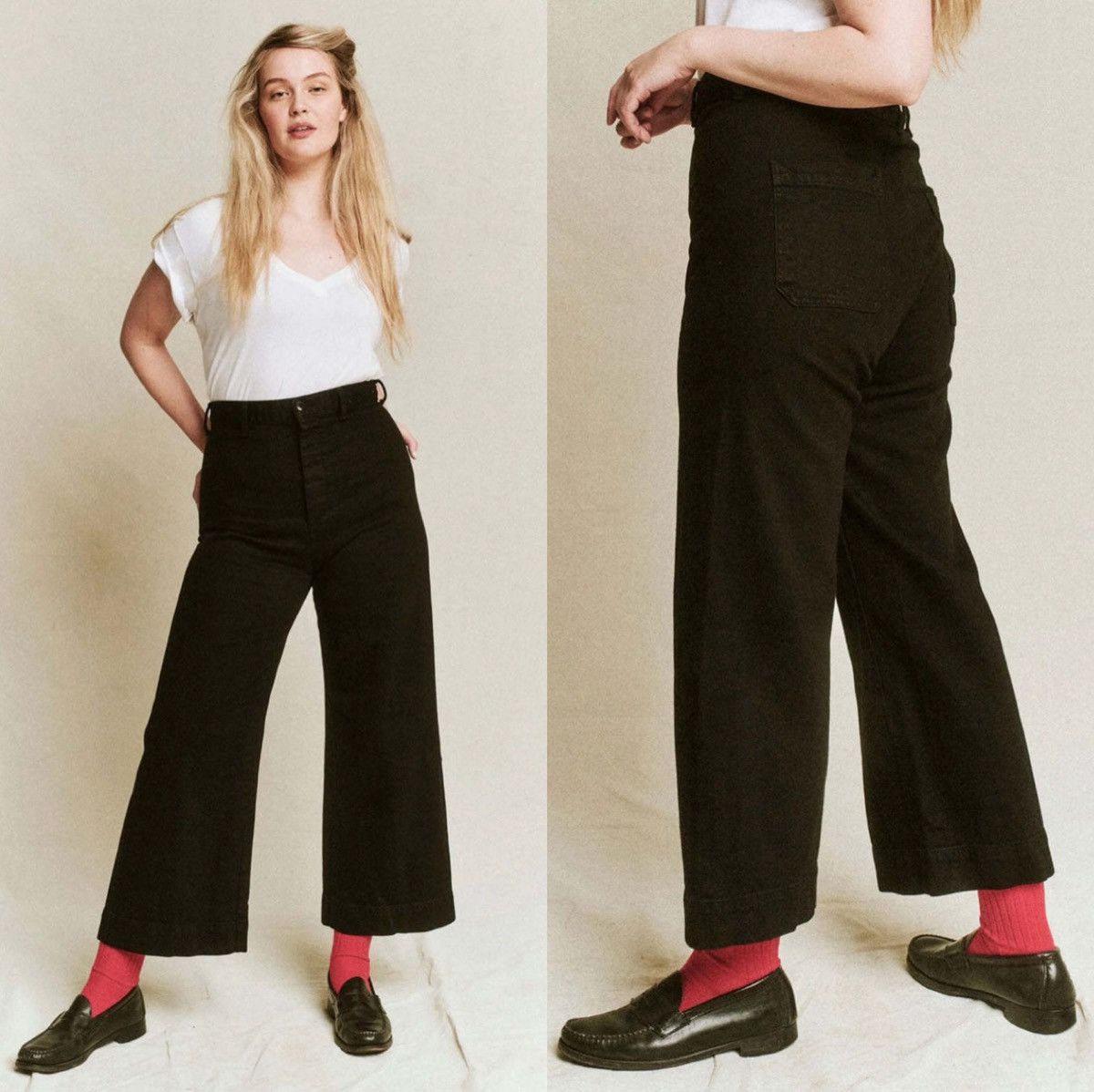 NWT The Great. The Seafair High Waisted Jeans Black Wide Leg