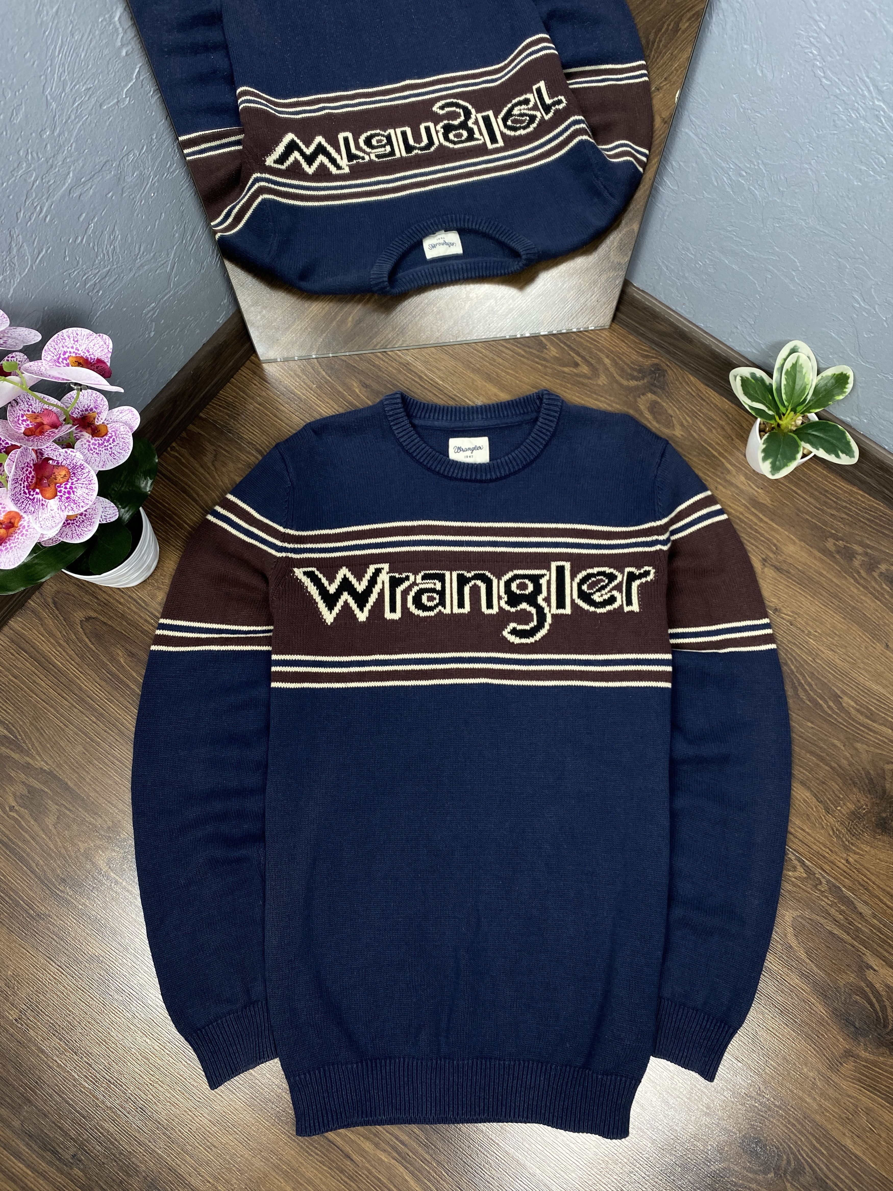 Vintage × Wrangler Wrangler vintage big logo knit sweater y2k Size US L / EU 52-54 / 3 - 1 Thumbnail