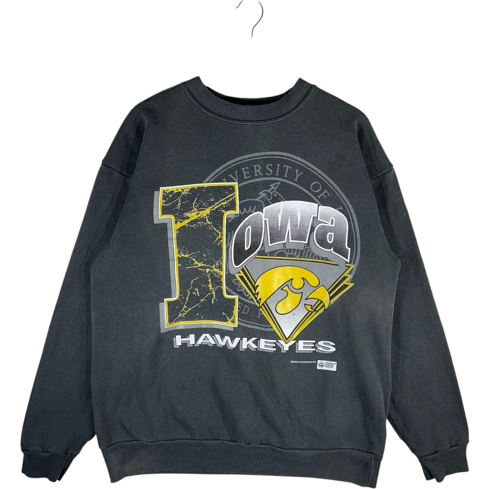 Throwback Year Stripe Iowa Hawkeyes Heavy Blend Crewneck - Sport Grey
