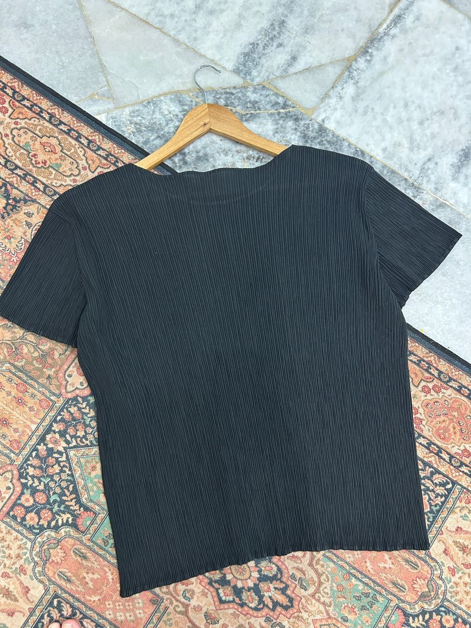 Issey Miyake Issey Miyake Black Pleated Short Sleeve Top Size US M / EU 48-50 / 2 - 2 Thumbnail