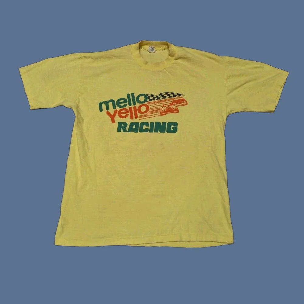 VINTAGE 70s Belton Mellow Yellow Racing Nascar Winston Retro Shirt L Hanes Shirt Men Multicolor 70s Mens