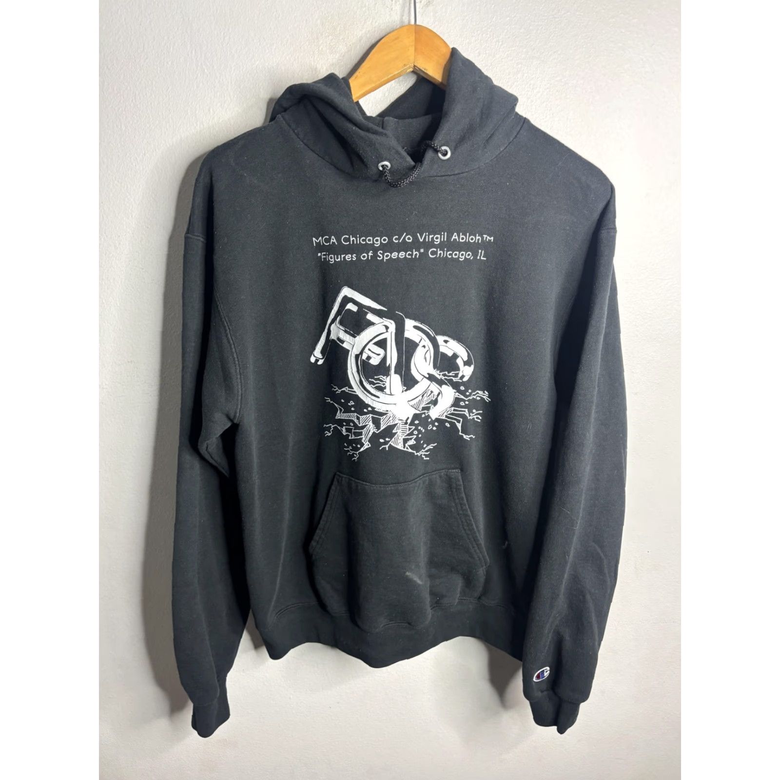 Champion Champion Hoodie Mens M Black MCA Chicago Virgil Abloh Figures Of Speech Hoodie Pullover Graphic Print Embroidered Logo C Patch Mens Size US M / EU 48-50 / 2 - 2 Thumbnail