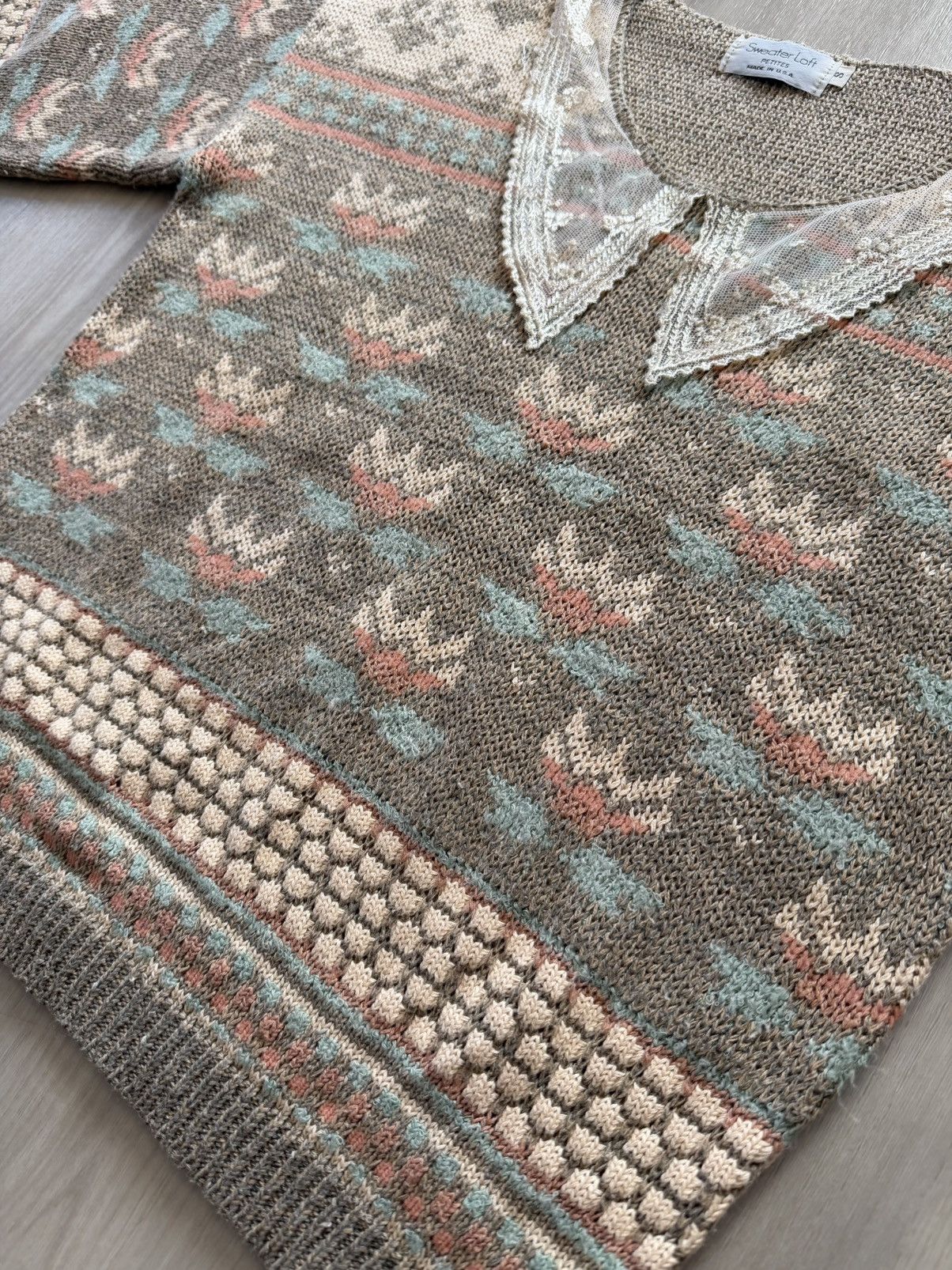 Vintage Vintage Sweater Loft Knit Sweater Collar Cottage Floral Sz S Size S / US 4 / IT 40 - 3 Thumbnail