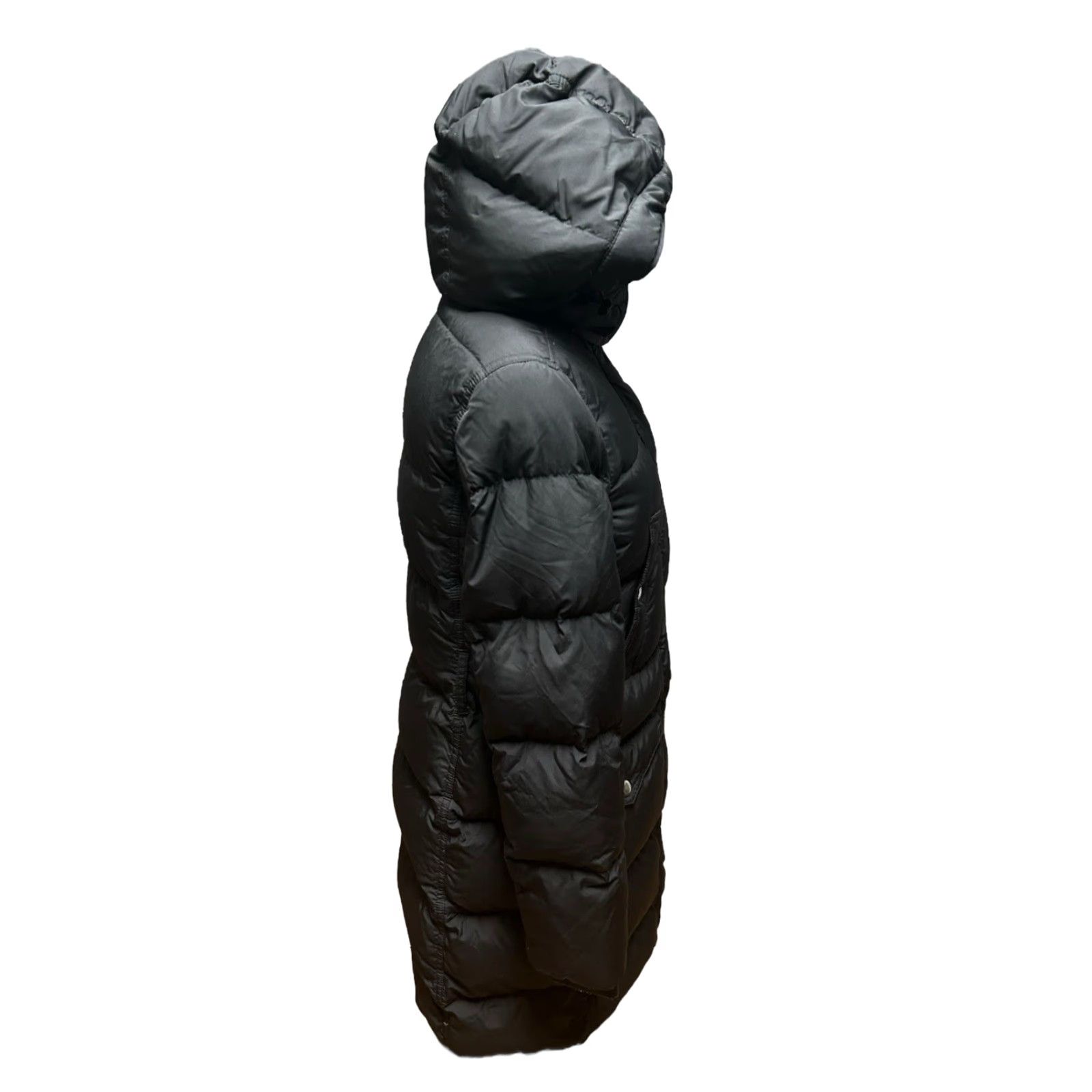 Vintage J Crew Women's Drawstring Hood Pocketed Long Puffer Jackets Solid Black Medium Size M / US 6-8 / IT 42-44 - 7 Thumbnail