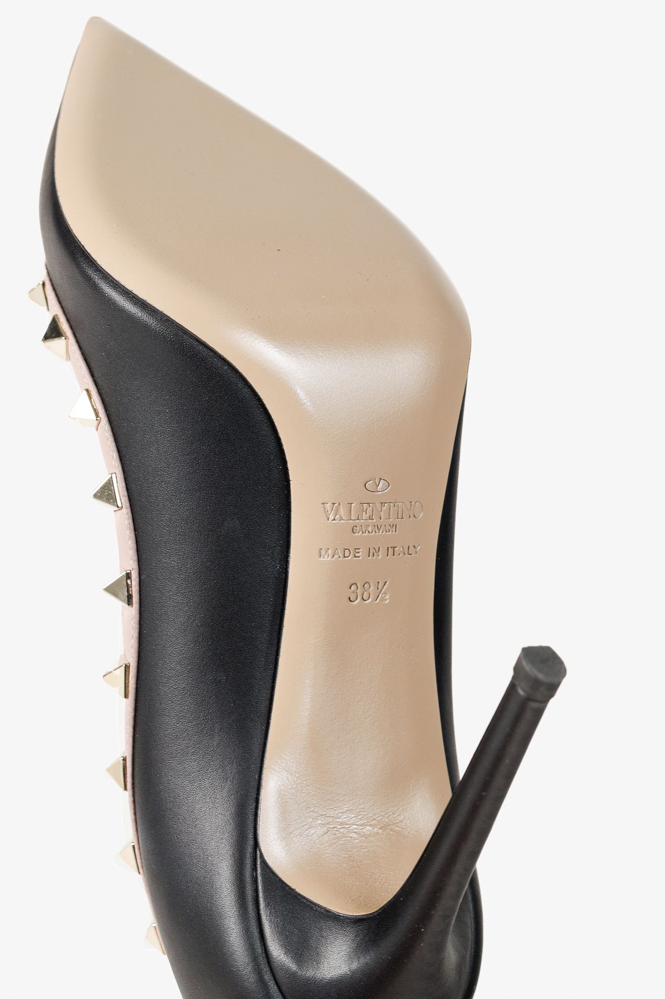 Valentino Valentino Garavani Rockstud 100mm Black Poudre Pink Pumps Size US 8 / IT 38 - 5 Thumbnail