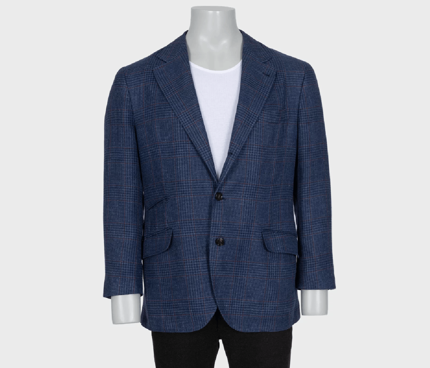 Brunello Cucinelli Brunello Cucinelli Blue Check Linen Wool Silk Blazer IT54 Size 54R - 1 Thumbnail