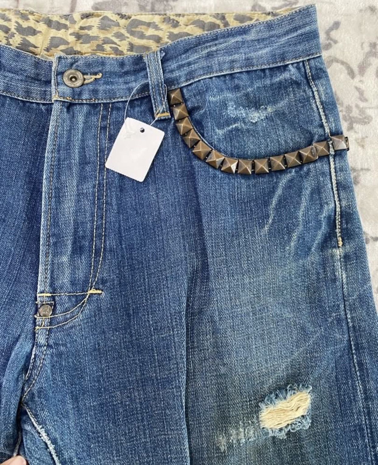 Fiberops Fiberops Shityeah Studded Blue Jeans punk Vintage 2000s Size US 36 / EU 52 - 6 Thumbnail