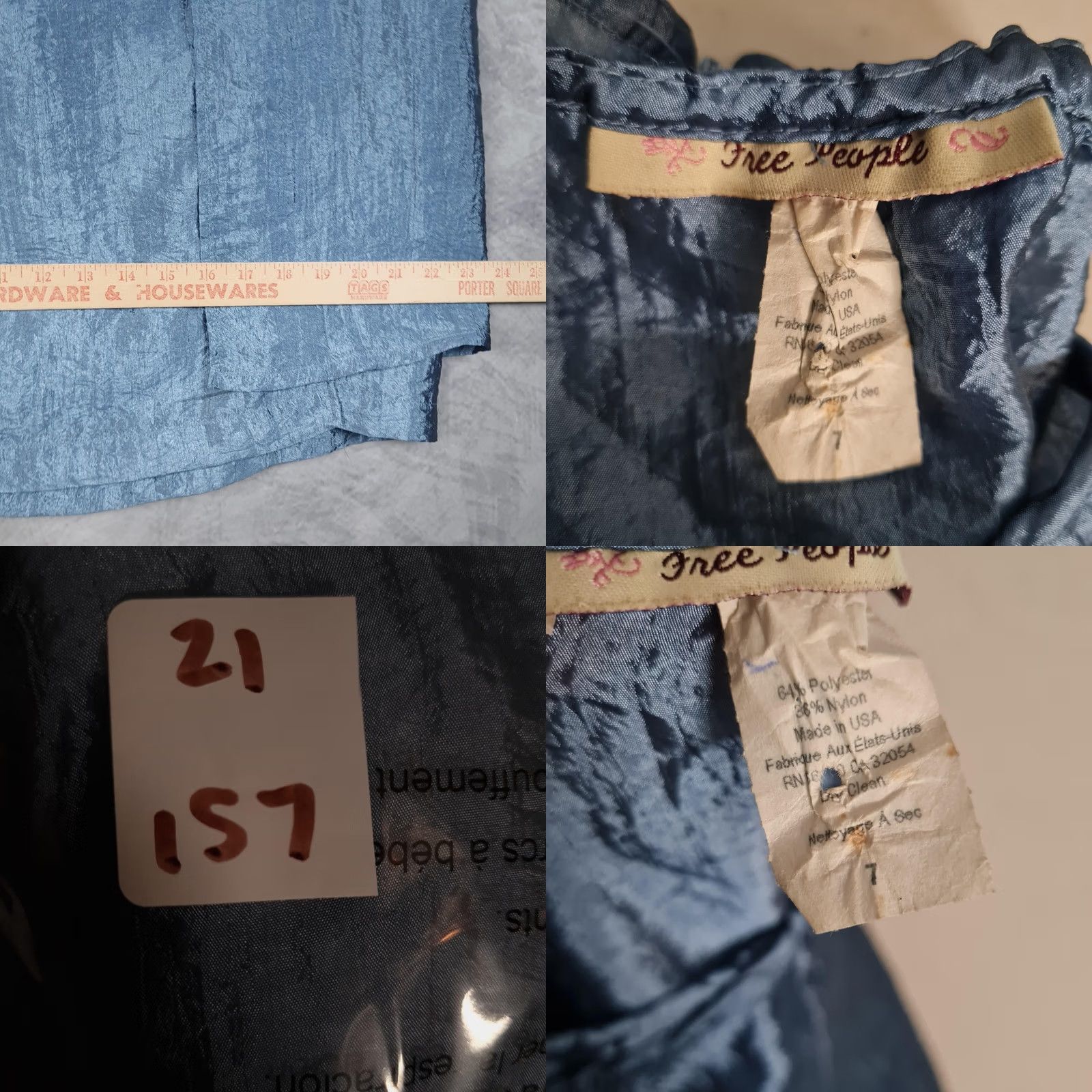 Free People VINTAGE Free People Skirt Maxi Juniors 7 Blue Satin Layered Wrap Tie Back Seamed 90s 2000s Womens Size 28" / US 6 / IT 42 - 11 Thumbnail