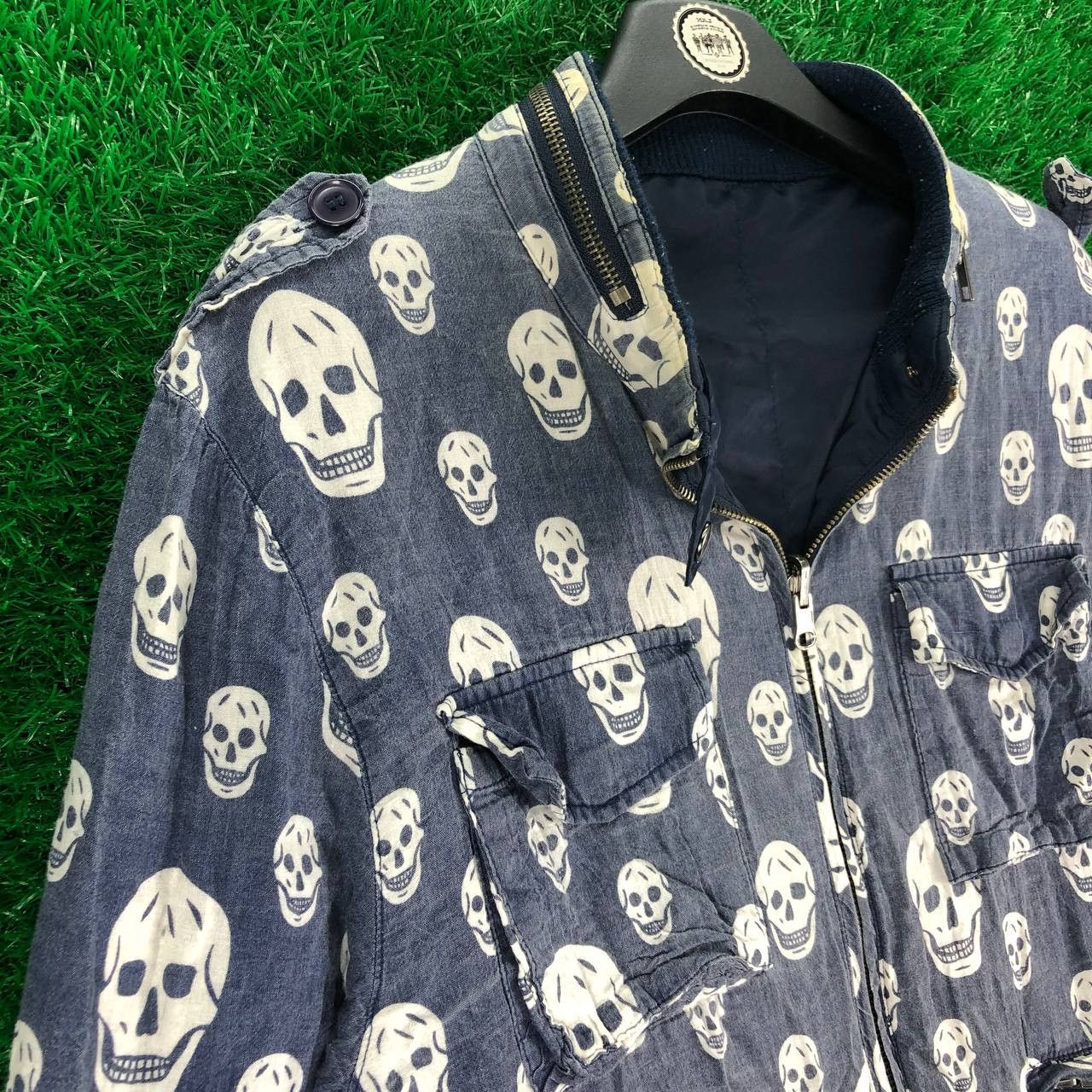 Vintage Vintage Reversible Bomber Jacket Skull Fullprint by HOB Size US XS / EU 42 / 0 - 6 Thumbnail