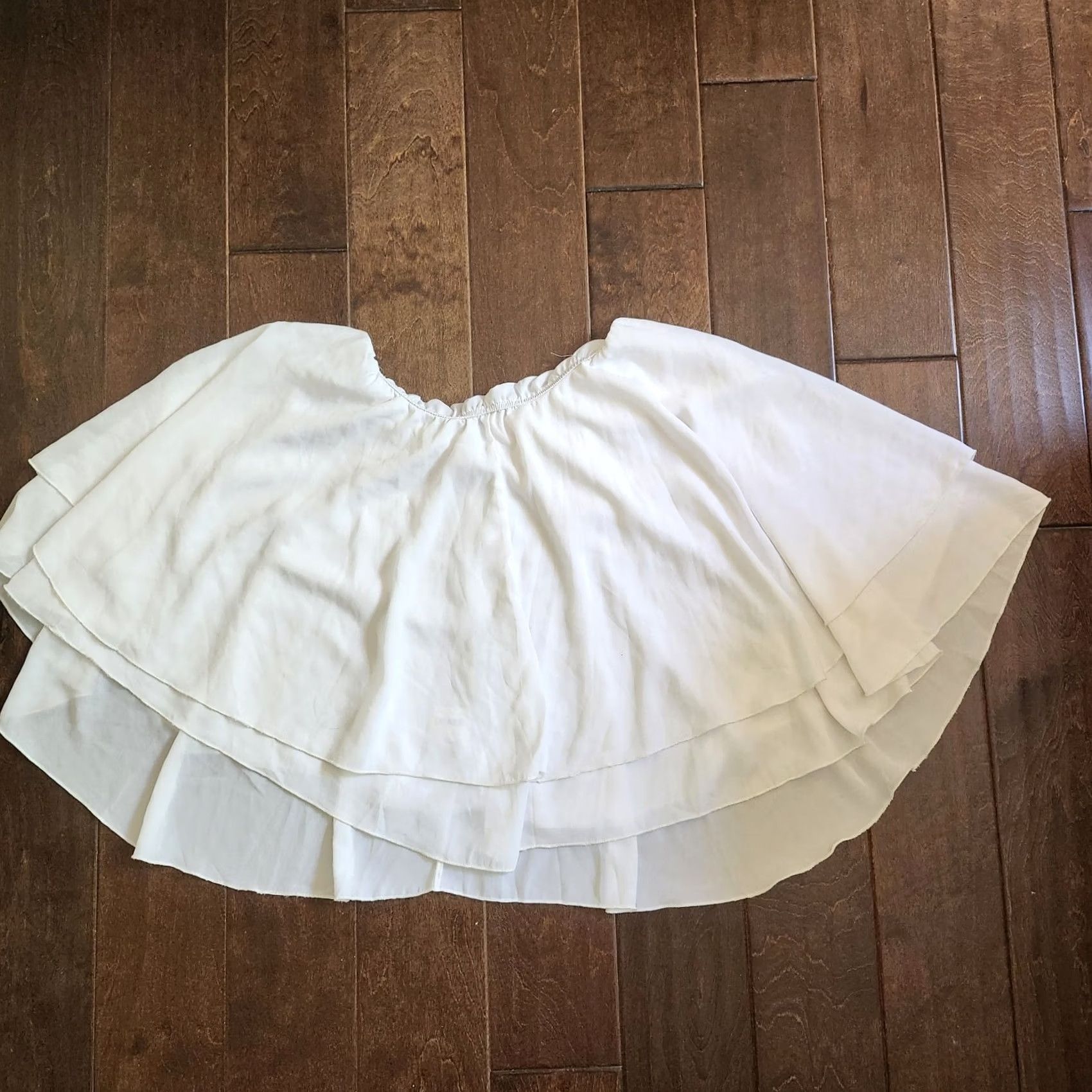 Vintage Lyaner Women's White Layered Skirt Short L Regular XS? (Wait) Size 36" / US 14 / IT 50 - 2 Thumbnail