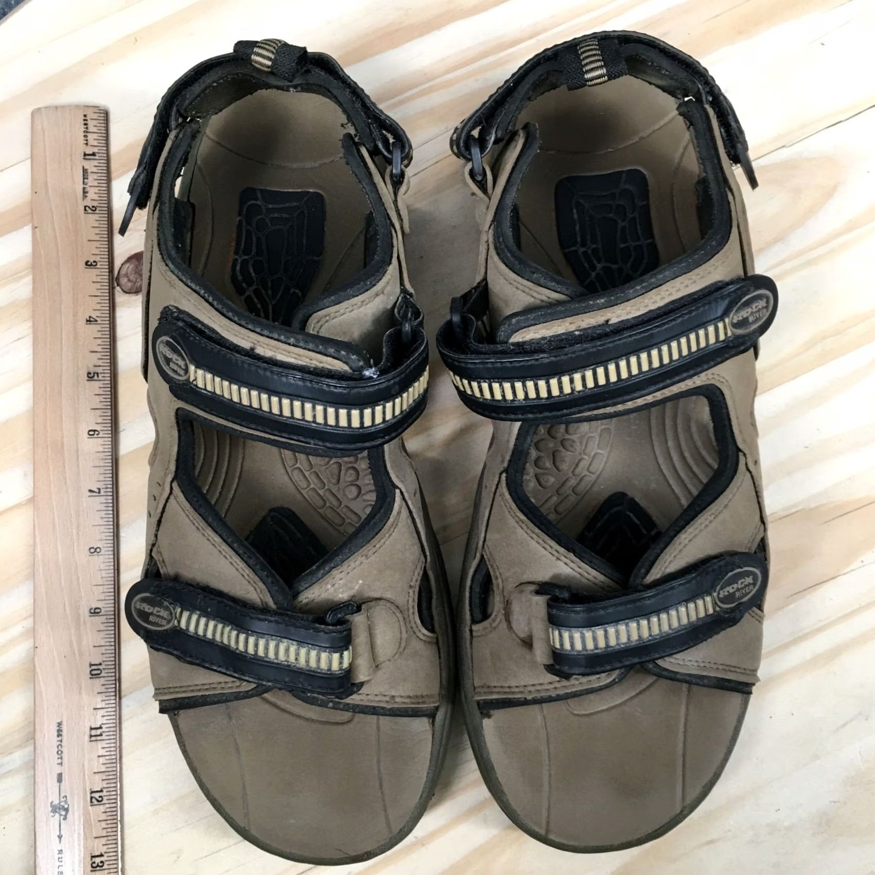 Vintage Rock River Sandals Mens 13 Diego Adjustable Strappy Slingback Brown Size ONE SIZE - 7 Thumbnail