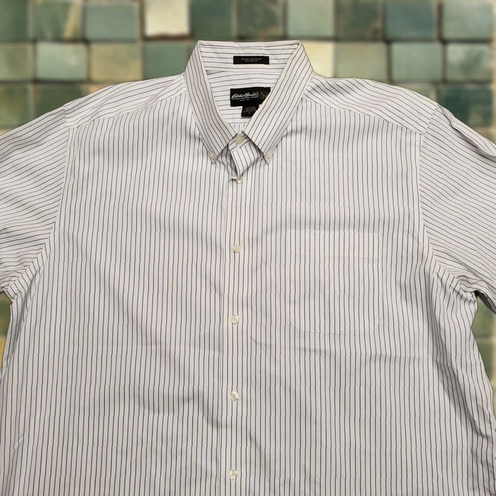 Eddie Bauer Eddie Bauer Shirt Mens XL White Blue Stripe Relaxed Long Sleeve Cotton Button-Down Size US XL / EU 56 / 4 - 1 Thumbnail