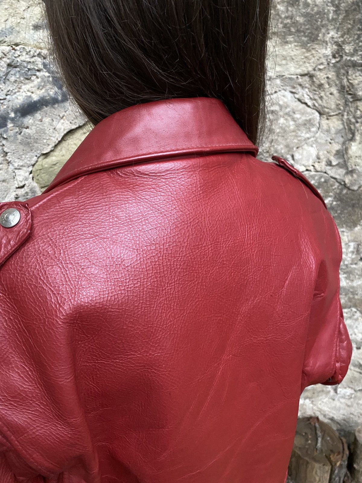 Schott Oversized Red Schott Perfecto Vintage Biker Jacket Size 14 Size L / US 10 / IT 46 - 11 Thumbnail