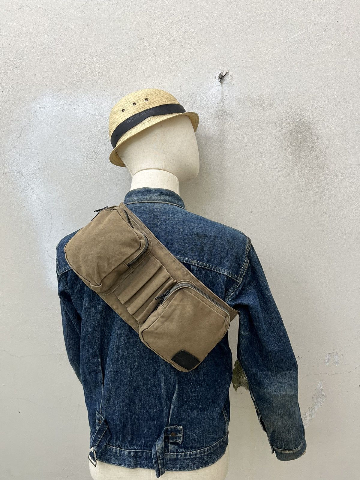 Lad Musician Vintage Lad Musician Faded Olive Green Military Chest Bag Size ONE SIZE - 7 Thumbnail