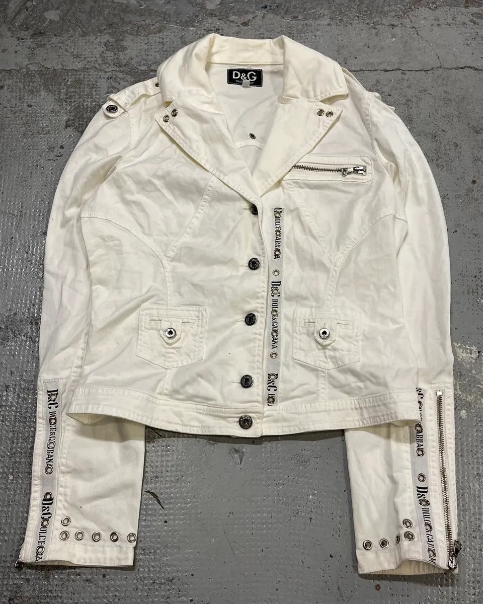Dolce & Gabbana 2000s Dolce & Gabbana White Light Perfecto Jacket Size M / US 6-8 / IT 42-44 - 4 Thumbnail