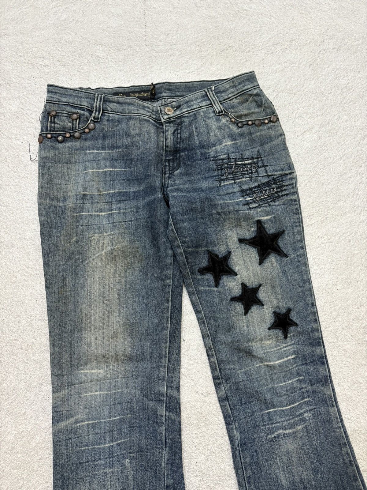 Hysteric Glamour 2000s star studet flared mudwash japan Denim y2k style Size US 30 / EU 46 - 2 Thumbnail