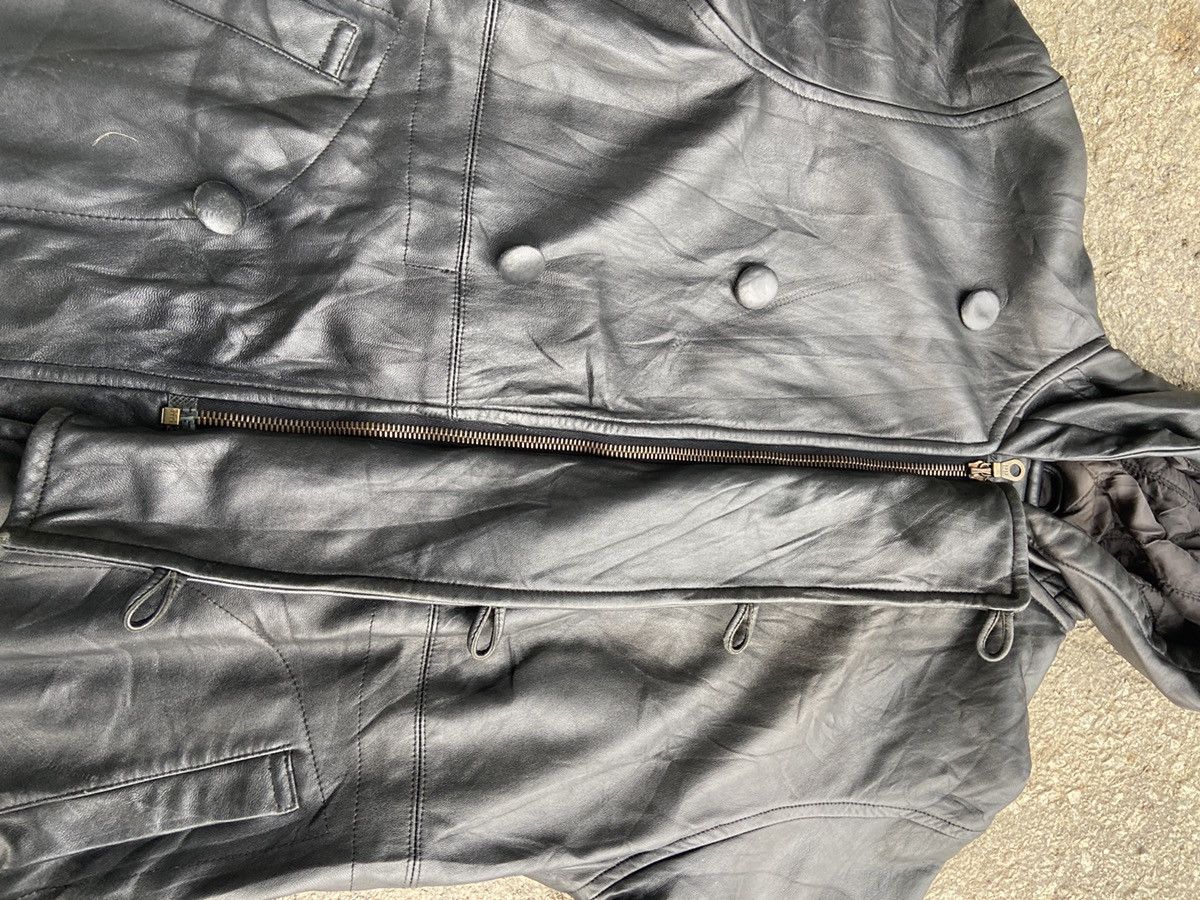 Yohji Yamamoto Circa 92–93 Hooded Leather Coat with Asymmetrical Button Size US L / EU 52-54 / 3 - 11 Thumbnail