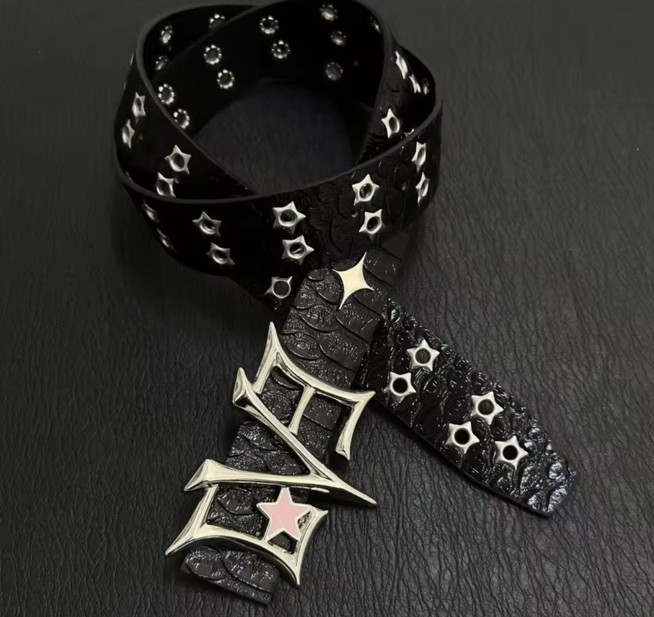 Leather goth subculture street hip-hop pu leather belt Size ONE SIZE - 1 Thumbnail