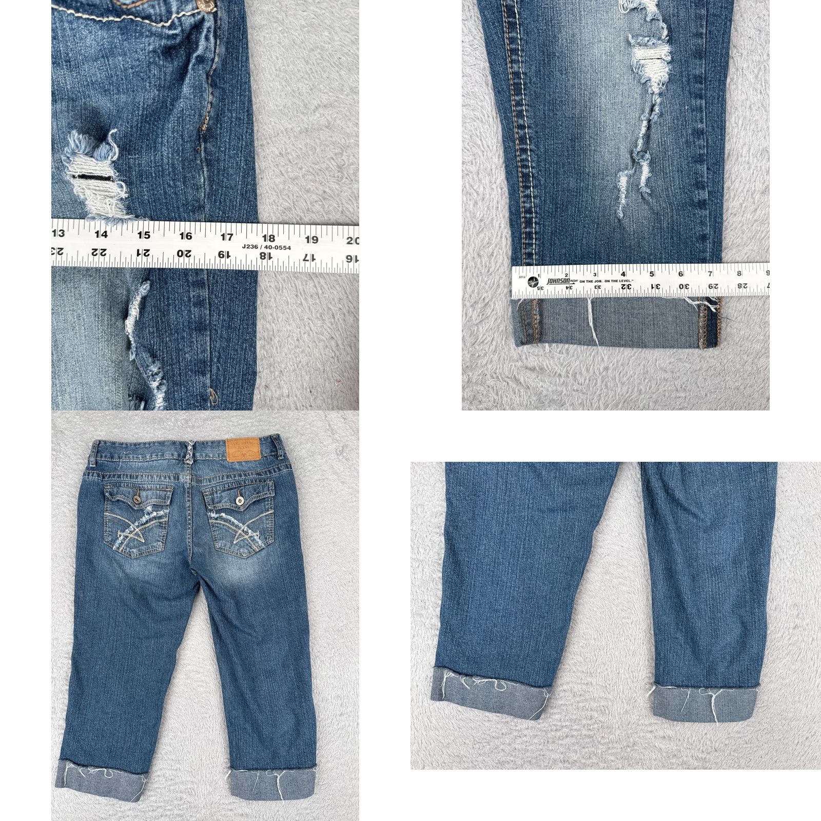 Denime Amethyst Jeans Juniors 11 Blue Denim Capri Crop Distressed Rolled Hem 30x18 Jeans Women's Shirts? Size 32" / US 10 / IT 46 - 9 Thumbnail