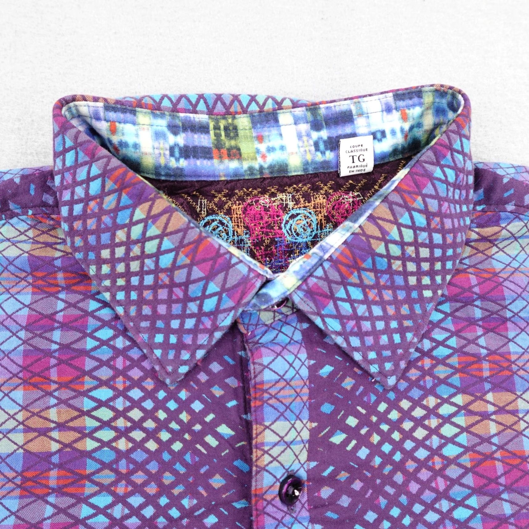 Robert Graham Robert Graham Shirt Mens XL Purple Abstract Classic Long Sleeve Flip Cuffs Size US XL / EU 56 / 4 - 2 Thumbnail