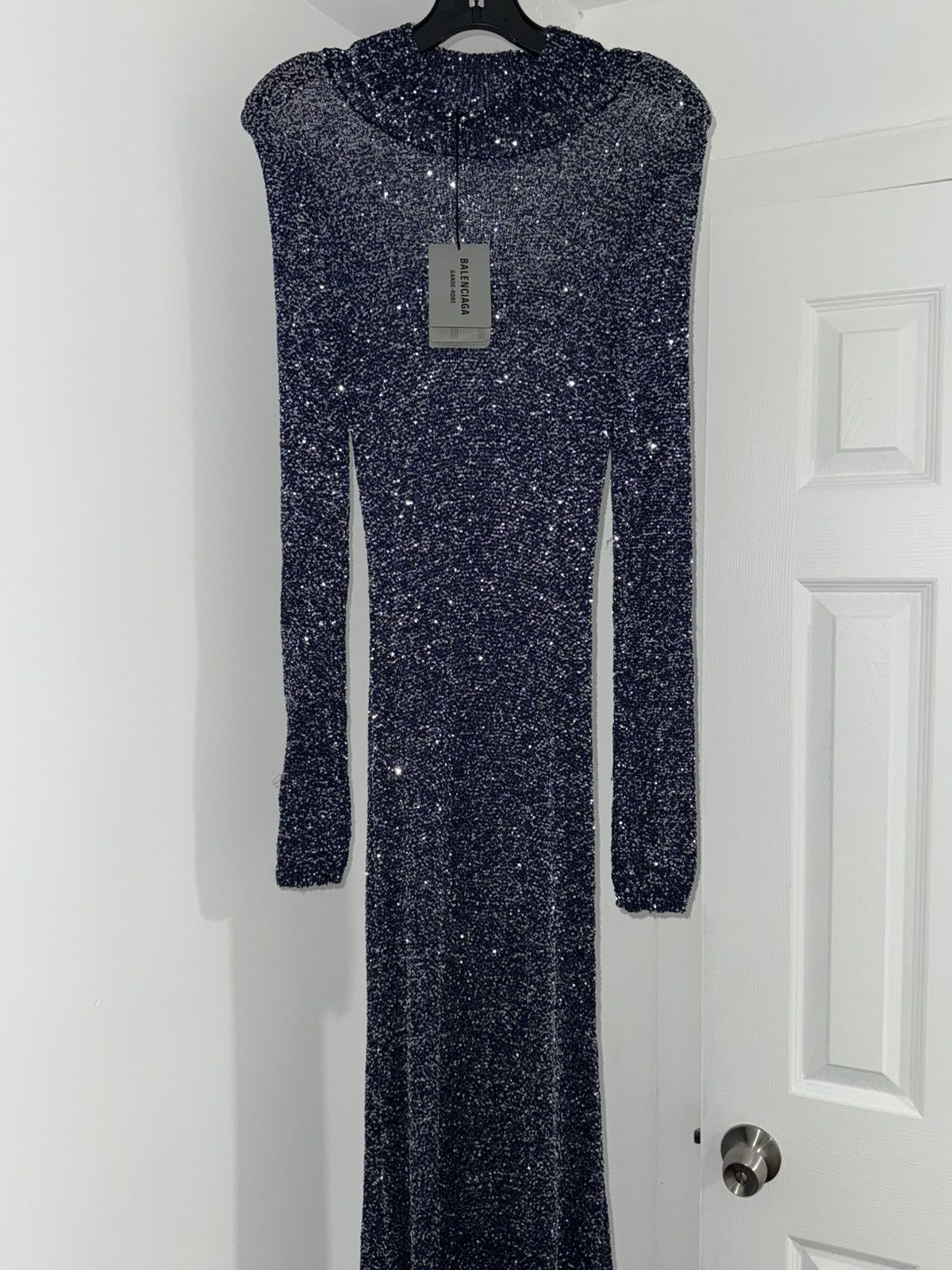 Balenciaga Balenciaga Sequined metallic knit turtle neck maxi dress Size L / US 10 / IT 46 - 2 Thumbnail