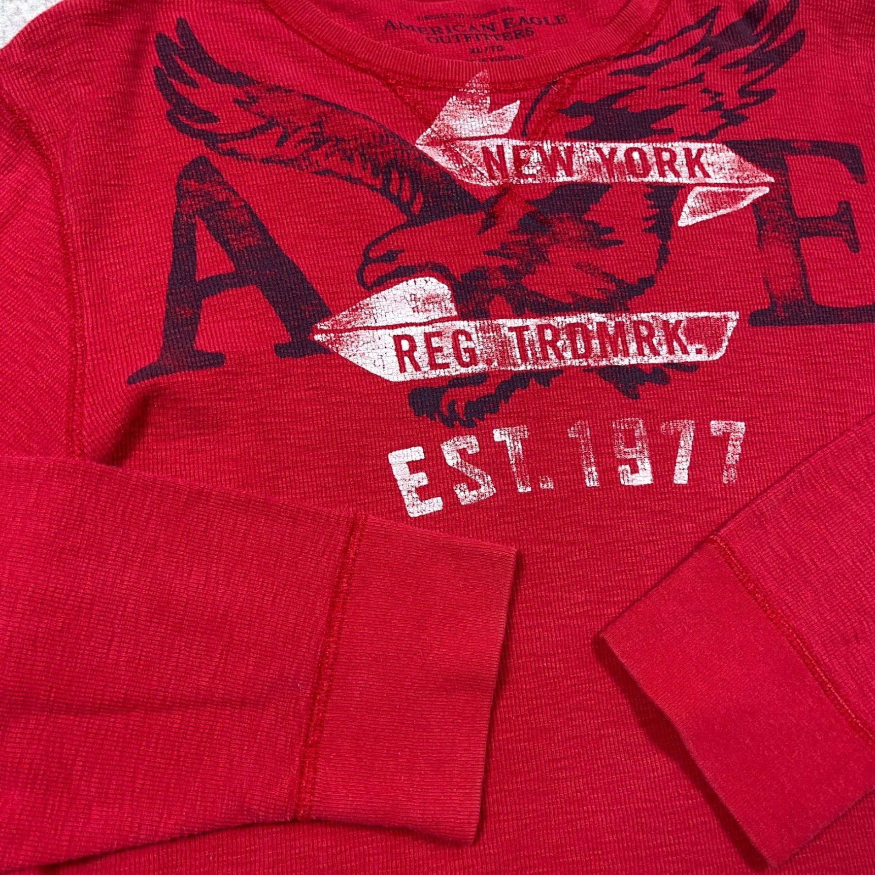 American Eagle Outfitters VINTAGE American Eagle Outfitters Shirt Men XL Red Thermal Waffle Knit Big Logo Bird Graphic T-Shirt Size US XL / EU 56 / 4 - 4 Thumbnail