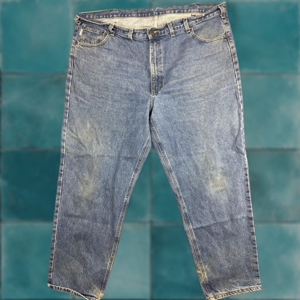 Carhartt Carhartt Jeans Mens Blue Denim Relaxed Fit Workwear Distressed Heavy Fading Size US 30 / EU 46 - 1 Thumbnail
