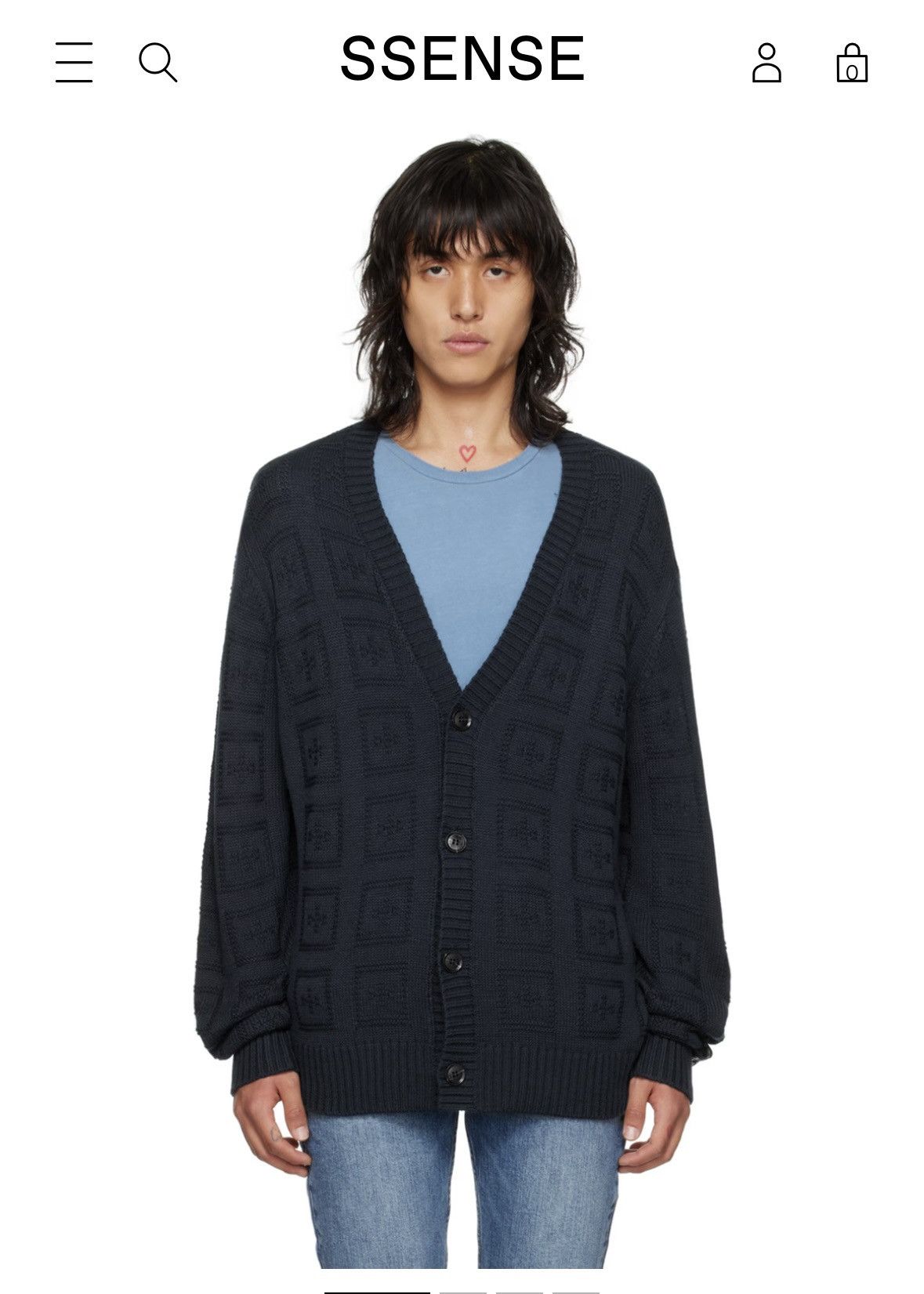 image of Ksubi Cross Out Cardigan in Navy, Men's (Size Medium)