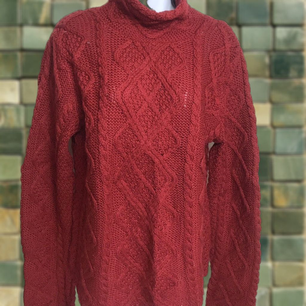 VINTAGE Paul James Wool Turtleneck Sweater Red Womens Small