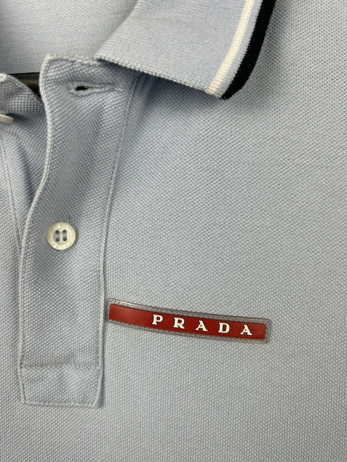 Prada Prada Red Tab Basic Polo T shirt Blue Rare Size US M / EU 48-50 / 2 - 3 Thumbnail