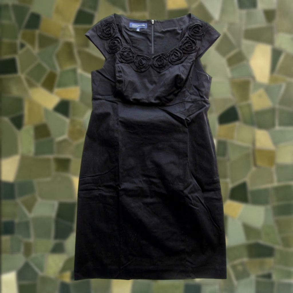 Jones New York NWT Jones New York Signature Black Cotton Stretch Cap Sleeve Sheath Dress 10 Size L / US 10 / IT 46 - 1 Thumbnail