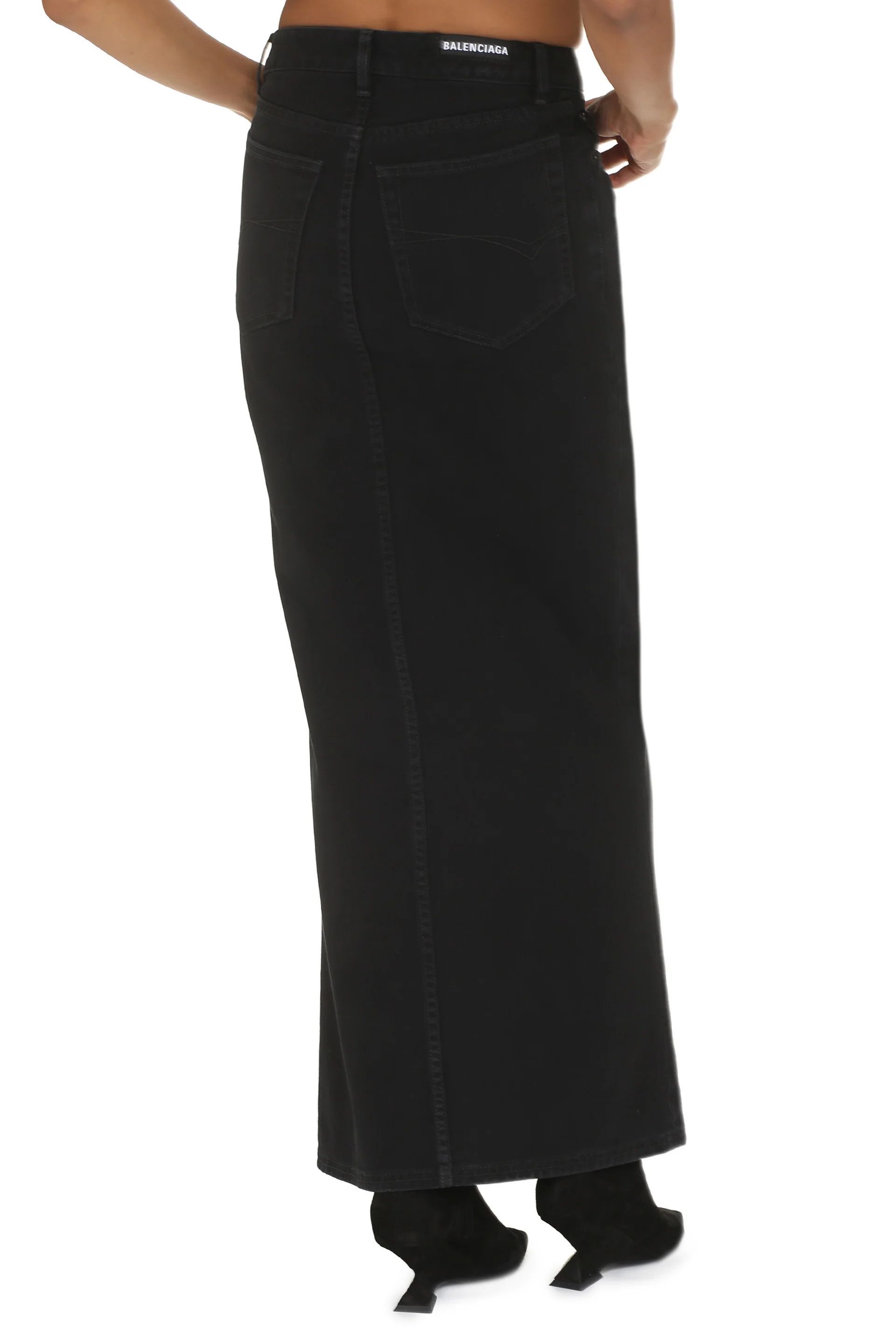 Balenciaga o1y0625 Denim Maxi Skirt in Black Size 27" / US 4 / IT 40 - 4 Thumbnail